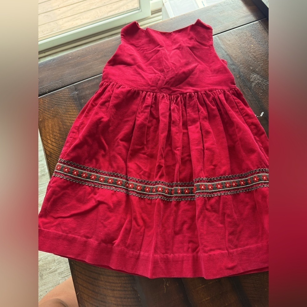 Vintage handmade little girls corduroy Christmas dress-5T